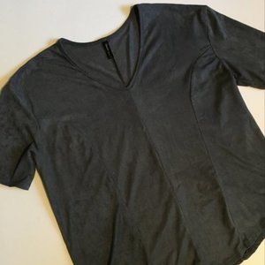 Haute Apparel, grey faux suede top.  Women's size large